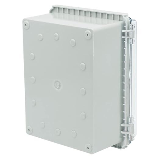 Zulkit Junction Box ABS Plastic Dustproof Waterproof IP67 Electrical Boxes Hinged Shell Outdoor Universal Project Enclosure Grey Clear Cover, Stainless Steel Buckles 8.7 x 6.7 x 4.3 Inch