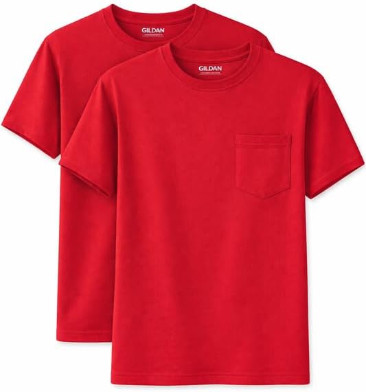 Gildan Unisex Adult DryBlend Workwear T-Shirts with Pocket, 2-Pack