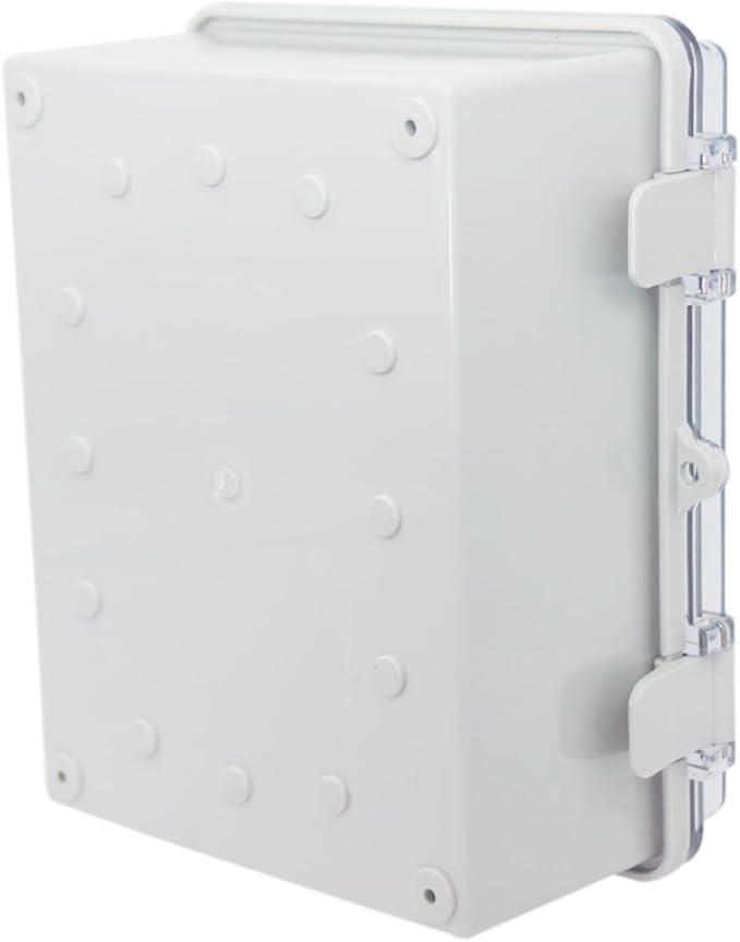 Junction Box, Hinged Clear Cover IP67 Waterproof ABS Project Box with 2 NPT 1/2" Cable Gland, Electrical Box Enclosure with Mounting Plate & Wall Bracket 8.7 x 6.7 x 4.3inch(220x170x110mm)