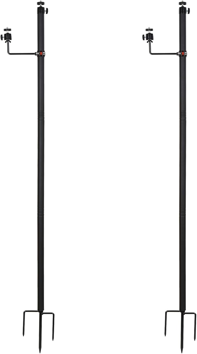 Heavy Duty Ground Stake Mount Stand, 2-Pack Upgraded 72" Trail Camera Holders with 4-Pack 360° Adjustable Ball Heads 1/4"-20(6mm) for Outdoor Trail Camera, DSLR, Solar Panel, LED Light, Birdhouse
