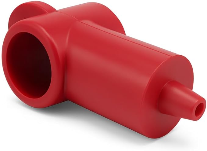 MGI SpeedWare 1/2" Diameter Boot Covers for Battery Power Junction Blocks, Fits 1/4" Stud and Nut, Made in the USA, Red + Black Pair (18-10ga)