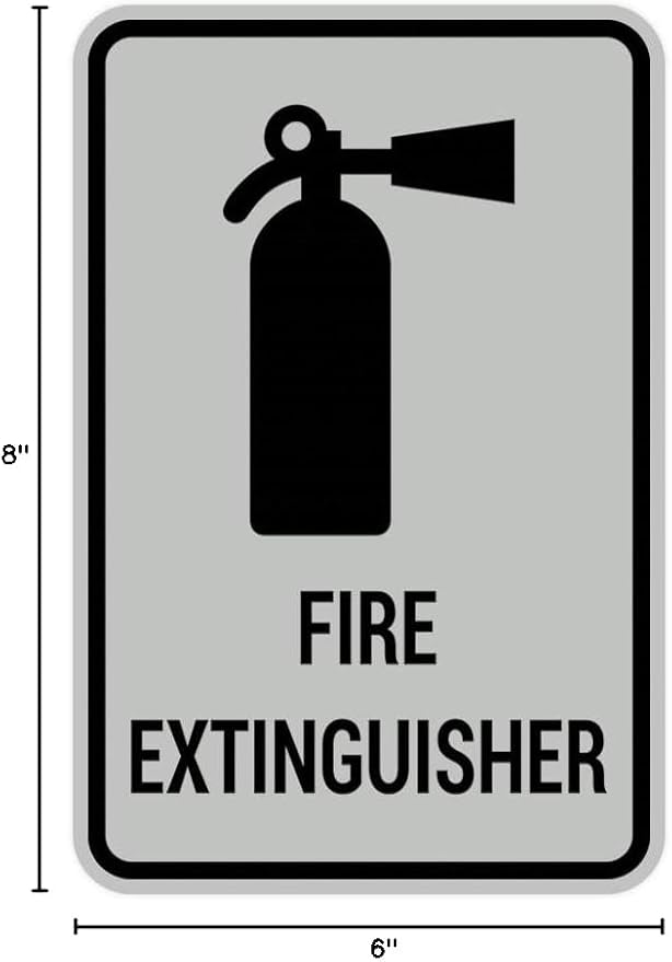 Signs ByLITA Portrait Round Fire Extinguisher Sign with Adhesive Tape, Mounts On Any Flat Surface (Lt Gray) - Large (2 Pack)