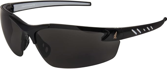 Edge Eyewear DZ116-G2 Zorge G2 Wrap-Around Safety Glasses, Anti-Scratch, Non-Slip, UV 400, Military Grade, ANSI/ISEA & MCEPS Compliant, 5.04" Wide, Black Frame / Smoke Lens, One Size