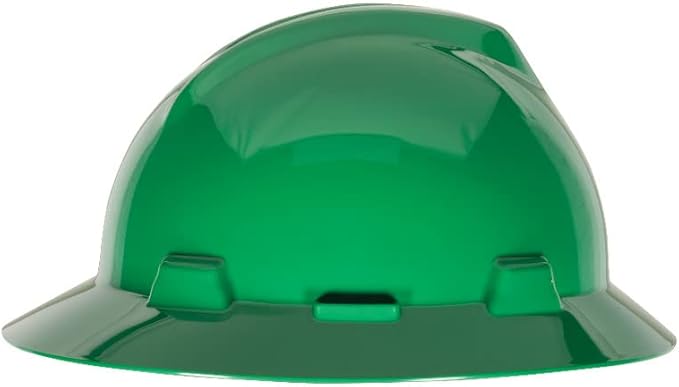 MSA V-Gard Full-Brim Hard Hat with Suspension - Polyethylene Shell, Superior Impact Protection and Self Adjusting Crown Straps - Standard Size Hard Hat