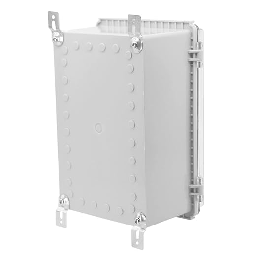 Zulkit Junction Box,IP67 Waterproof Electrical Box Hinged Clear Cover Stainless Steel Buckle Plastic Enclosure for Project w Mounting Plate Wall Bracket and 2 Cable Gland 10.2 x 6.3 x 3.9 Inch