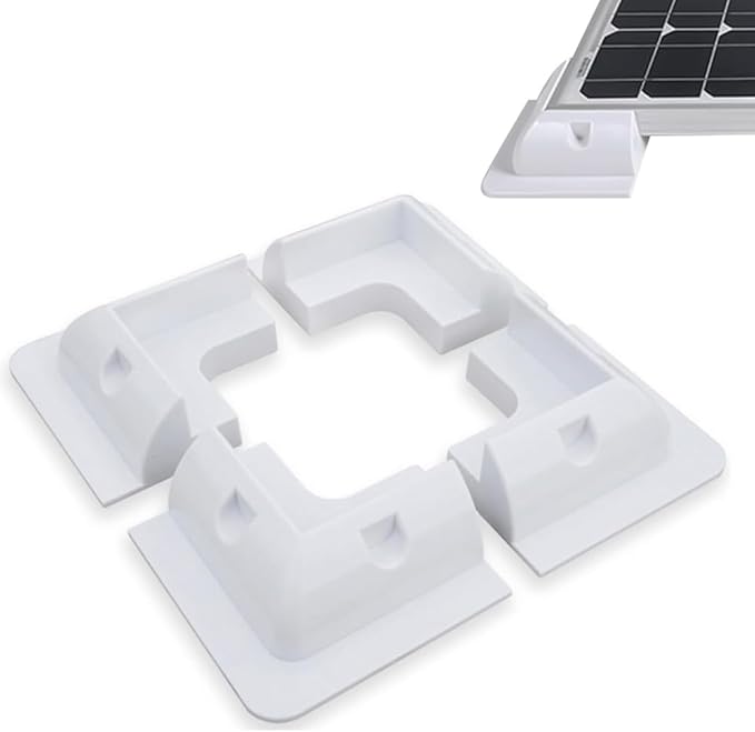 Solar Panel Mounting Brackets, PC Corner Bracket Solar Panel Roof Drill-Free Mount for RV, Boats, 1Set - 4pcs White