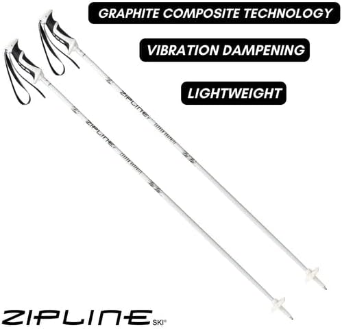 Zipline Lollipop 14.0 Graphite Carbon Composite Ski Poles – Lightweight, Durable, All-Mountain – Ergonomic Grip, Vibration Dampening, Ideal for Groomers and Freestyle. Choice of Skiers