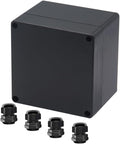 Project Box ABS Black Electrical Boxes IP65 Outdoor Waterproof Box Electronic Junction Box Power Enclosure with Cable Glands for DIY Project 4.72 x 4.72 x 3.54 inch (120x120x90mm)