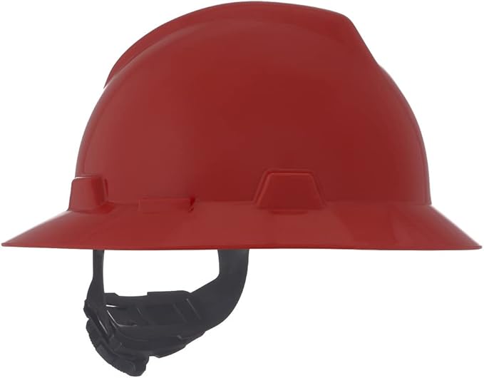 MSA V-Gard Full-Brim Hard Hat with Suspension - Polyethylene Shell, Superior Impact Protection and Self Adjusting Crown Straps - Standard Size Hard Hat