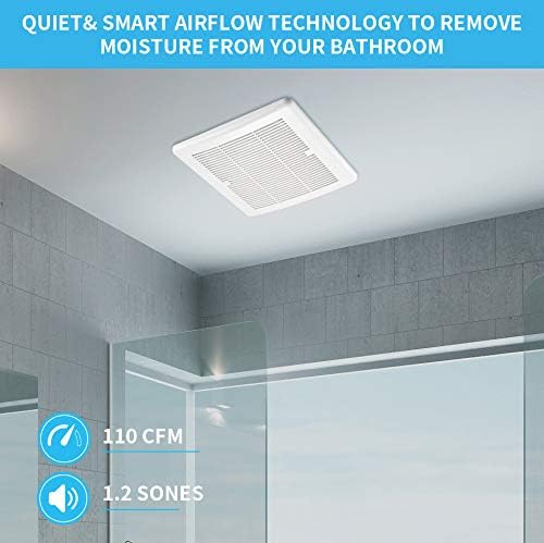 Tech Drive Super Quiet 110 CFM, 1.5 Sone Bathroom Ventilation and Exhaust Fan with Humidity Sensor, No Attic access Needed Installation, Ceiling Mounted Fan,White
