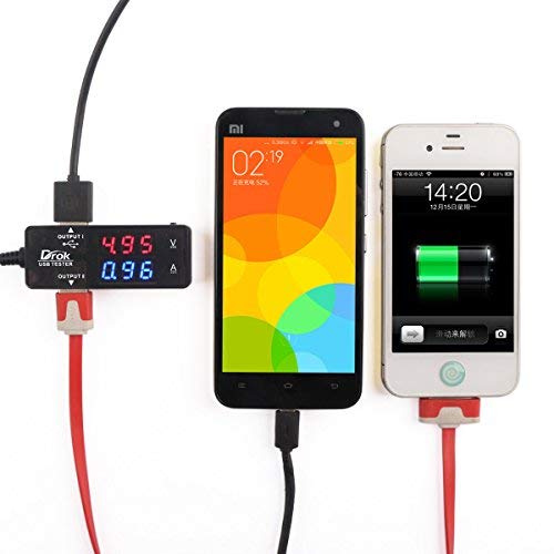 DROK USB Tester, USB-A 2.0 Digital Multimeter Dual USB Output Ports PD QC 3.0 Color LED Display, 7 Modes Capacity Voltage Current Power Voltmeter Ammeter for Laptop Power Bank Solar Panel