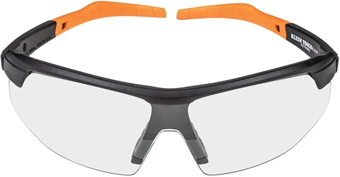 KLEIN TOOLS 60159 Safety Glasses, PPE Protective Eyewear with Semi Frame, Scratch Resistant and Anti-Fog, Clear Lens