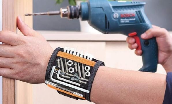 Magnetic Wristband with Strong Magnets for Holding Screws, Nails, Drill Bits and Small Tools — Adjustable Tool Wrist Band for Men and Women, Ideal Gift for DIY, Construction and Home Improvement