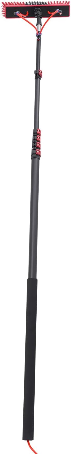 Water Fed Pole Kit, 24ft Length Water Fed Brush, Water Fed Cleaning System, Aluminum Alloy Outdoor Window Cleaner w/27ft Hose, Cleaning and Washing Tool for Window Glass, Solar Panel, Ceiling