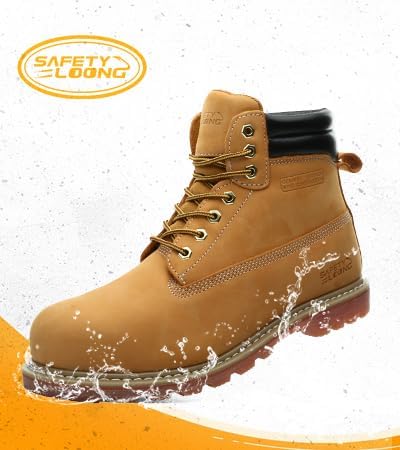 Work Boots for Men Waterproof Soft Toe Non Slip Comfortable Leather Workboots