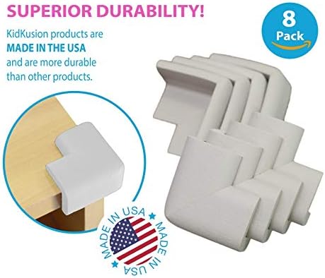 Kidkusion Corner Cushions, Off White - 8 Pack | Foam Safety; Table Protector; Furniture Safety; Edge Guard