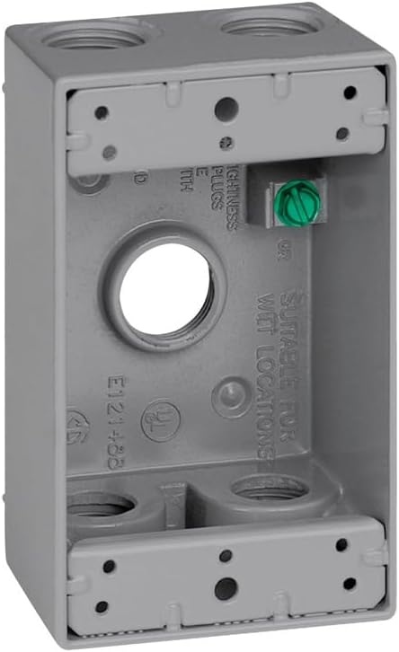 Sigma Engineered Solutions 14251-5 1/2-Inch 5 Hole 1-Gang Weatherproof Box, Gray