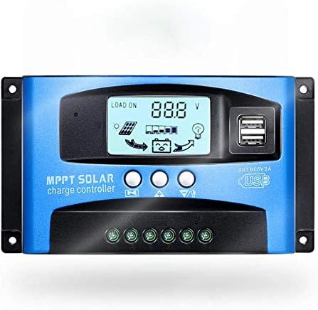 SolaMr Solar Charge Controller 60AMP Solar Panel Battery Regulator 12V/24V Auto with LCD Display Dual 5V USB Adjustable Parameter Fits for Open,AGM,Gel Lead Acid Batteries