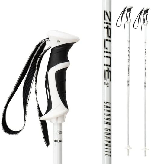 Zipline Lollipop 14.0 Graphite Carbon Composite Ski Poles – Lightweight, Durable, All-Mountain – Ergonomic Grip, Vibration Dampening, Ideal for Groomers and Freestyle. Choice of Skiers