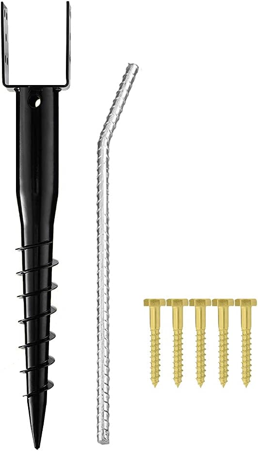Premium No Dig Ground Anchor Black U-Model Screw in Post Stake 27" Long Anchor Fits Full Sized 4"x4" Posts, Great for Mailbox Posts and Fence Posts