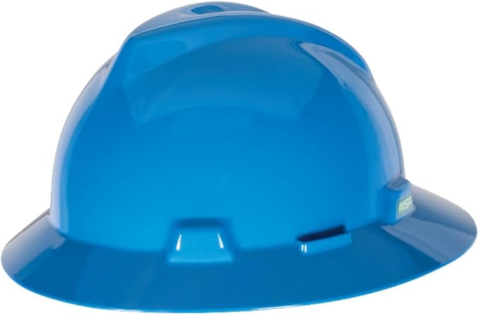 MSA V-Gard Full-Brim Hard Hat with Suspension - Polyethylene Shell, Superior Impact Protection and Self Adjusting Crown Straps - Standard Size Hard Hat