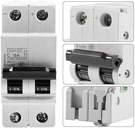 Low Voltage DC Miniature Circuit Breaker 2P 250V 63A for Solar Panels DIN Rail Mount