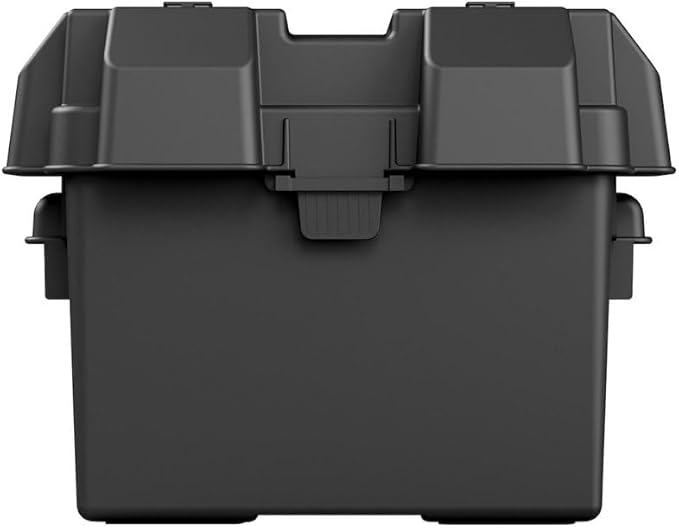 Battery Box Snap-Top Rugged Design Black Reinforced Plastic Fully Ventilated 10-1/2 Inch Length x 7.2 Inch Width x 9.6 Inch Height Internal Dimension
