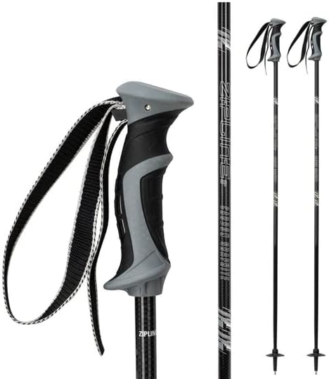 Zipline Lollipop 14.0 Graphite Carbon Composite Ski Poles – Lightweight, Durable, All-Mountain – Ergonomic Grip, Vibration Dampening, Ideal for Groomers and Freestyle. Choice of Skiers