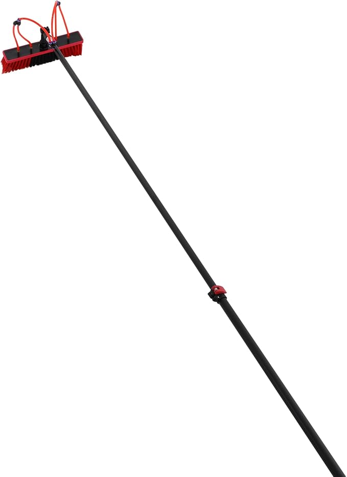 Window Cleaning Pole Kit, Solar Panel Water Fed Brush, 5.28-29.53ft Telescoping Pole, Washing Equipment Window Cleaner Tool for Window, Roof and Outdoor Cleaning