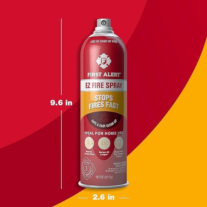 First Alert EZ Fire Spray, Extinguishing Aerosol Spray, AF400 Red 18 Ounce (Pack of 4)