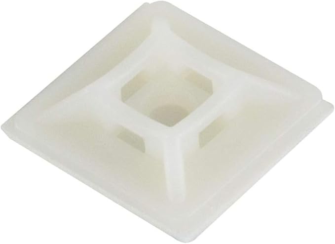 GTSE 100 Pack White Zip Tie Mounts, 1" Adhesive Mounting Squares, Cable Tie Mount, Cable Clips Organizer Holders, Zip Tie Anchor for Wire Bundles, UV Resistant Tie Wrap Bases