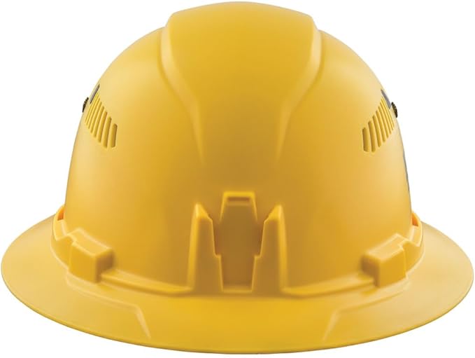 Klein Tools 60262 Hard Hat, Vented, Full Brim Style, Padded Self-Wicking Odor-Resistant Sweatband, Yellow