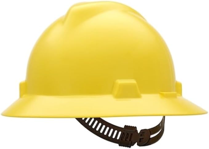 MSA V-Gard Full-Brim Hard Hat with Suspension - Polyethylene Shell, Superior Impact Protection and Self Adjusting Crown Straps - Standard Size Hard Hat
