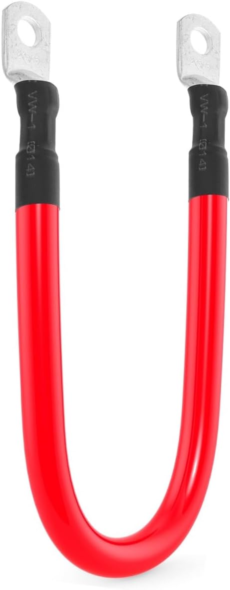 2 AWG Battery Cable 2AWG Gauge Battery Inverter Cables for Automotive Solar Marine Boat RV Car Motorcycle (2 AWG, 1FT, 5/16")