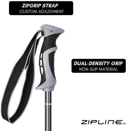 Zipline Lollipop 14.0 Graphite Carbon Composite Ski Poles – Lightweight, Durable, All-Mountain – Ergonomic Grip, Vibration Dampening, Ideal for Groomers and Freestyle. Choice of Skiers