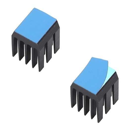 20PCS Black Aluminum Heat Sink with Thermal Conductive Adhesive Tape, 9×9×12mm Heatsink Cooler for Cooling VRM GPU Stepper Driver MOSFET VRam Regulators