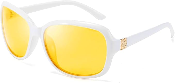 FEISEDY Classic Womens Night Glasses Driving Anti Glare Wrap Around Yellow Sunglasses B2548
