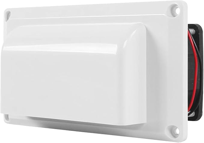 Flylin 12V RV Side Vent Fan, Air Vent Ventilation Fan with Mounting Screws Plastic Exhaust Fan for RV Motorhome Caravan Camper Boat Marine Yacht (White)
