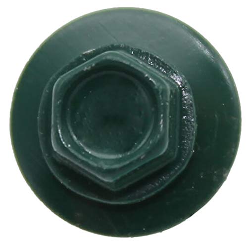Metal ROOFING SCREWS: (250) 10 x 1-1/2" Forest/Ivy Green Hex Head Sheet Metal Roof Screw. Self starting metal to wood siding screws. EPDM washer. Colored head