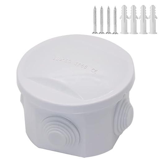 Zulkit Junction Box ABS Plastic Dustproof Waterproof IP55 Universal Electrical Boxes Project Enclosure White D3.1 x H2