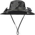 Solar Fan Hat Rechargeable 2Detachable Solar Fans,Water-Repellent Wide Brim Bucket Hat, Outdoor Camping Hiking Golf Sun Hat