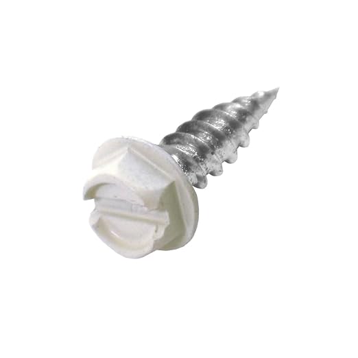 Malco 8X2 White Zip-in Self-Piercing Screws | 1/4" Slotted Hex Washer Head Sheet Metal Screws | Fast & Easy Piercing | Zinc Plated (250 Count)