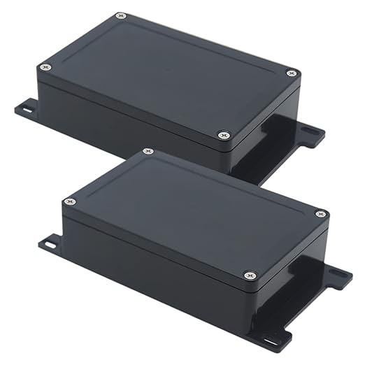Zulkit Junction Box ABS Plastic Dustproof Waterproof IP65 Universal Electrical Boxes Project Enclosure with Fixed Ear Black 5.91 x 3.94 x 1.73 Inch (150 x 100 x 44 mm)(Pack of 2)