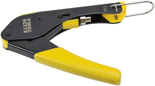 Klein Tools 80151 Coax Cable Compression Crimper and Stripper Set with 10-Pack of RG6/6Q F-Connectors for Fast and Reliable Installation, 3-Piece