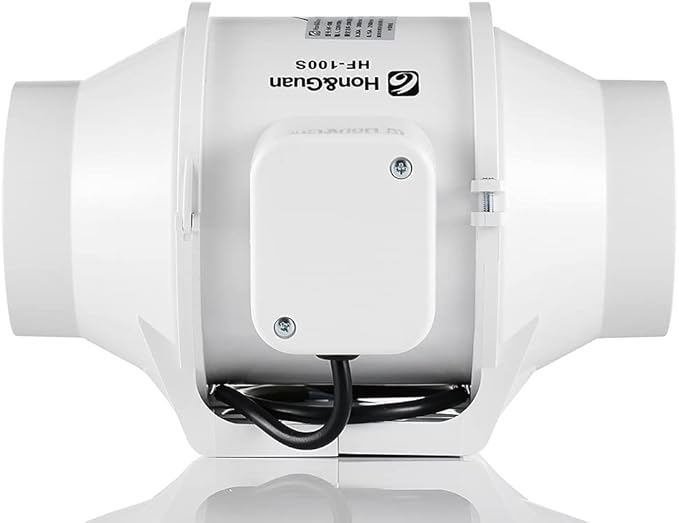 Quiet 4" Inline Duct Fan, 100CFM White Extractor Fans with 2 Speed, Ventilation Exhaust Blower Fans with Efficient Quiet Motor Mixed Flow Ventilation System for Ducting, Vents, Bathroom, Kitchen