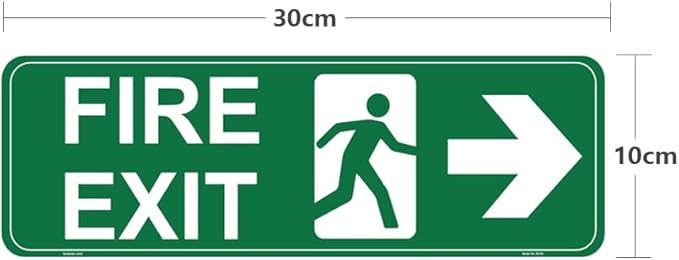 4 Pcs Fire Exit Right Arrow Sign Sticker - 30 cm x 10 cm- Self Adhesive Vinyl
