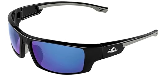 Bullhead Safety Dorado Safety Glasses with Polarized Blue Mirror, Unisex, ANSI Z87, Lightweight and Durable