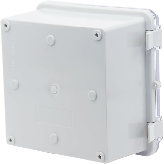 Junction Box, Hinged Clear Cover IP67 Waterproof ABS Project Box with 2 NPT 1/2" Cable Gland, Electrical Box Enclosure with Mounting Plate & Wall Bracket 5.9 x 5.9 x 3.5inch(150x150x90mm)