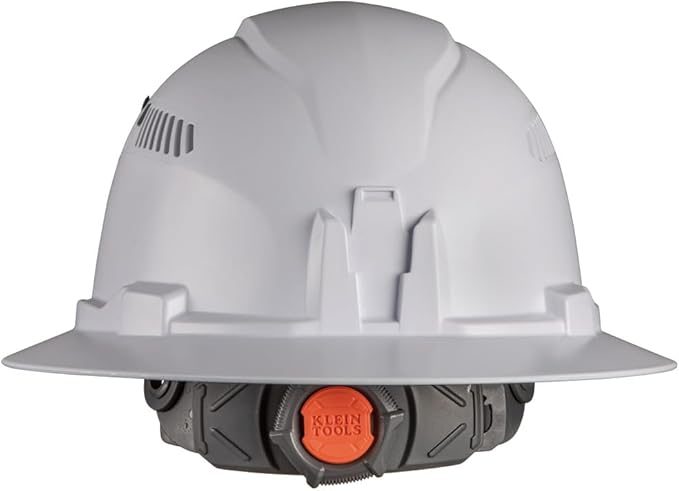 Klein Tools 60407 Hard Hat, Light, Vented Full Brim Style, Padded, Self-Wicking Odor-Resistant Sweatband, White