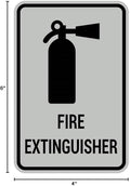 Signs ByLITA Portrait Round Fire Extinguisher Sign with Adhesive Tape, Mounts On Any Flat Surface (Lt Gray) - Small (5 Pack)